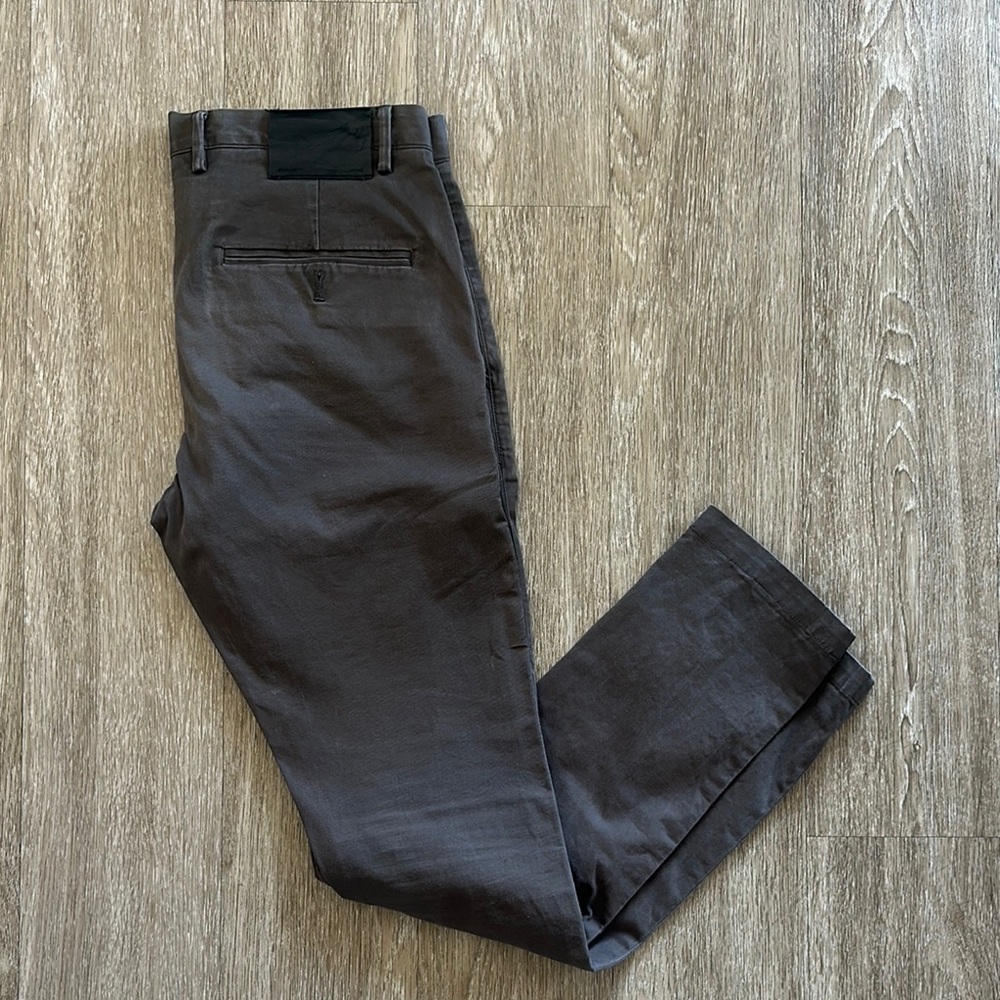 All Saints Dark Charcoal Gray Chinos & Khakis with Straight Leg Style